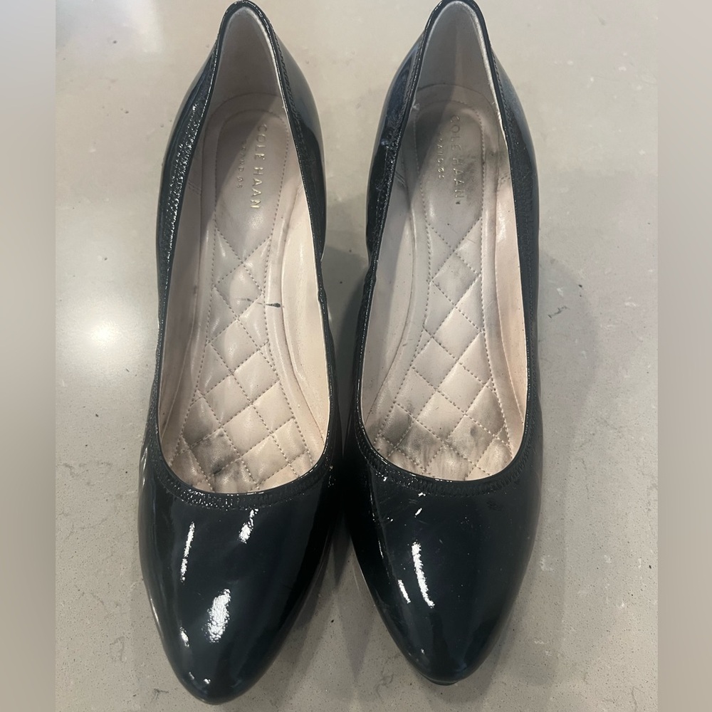 Cole Haan Black Patent Leather Wedge Heels